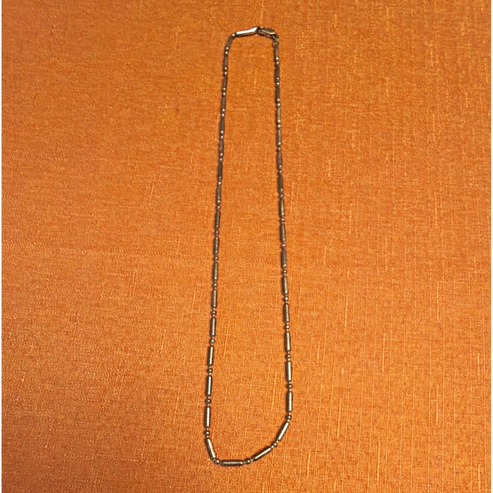 Italy 925 Sterling Silver Bar Link Chain Necklace, Lobster Clasp, No Stone